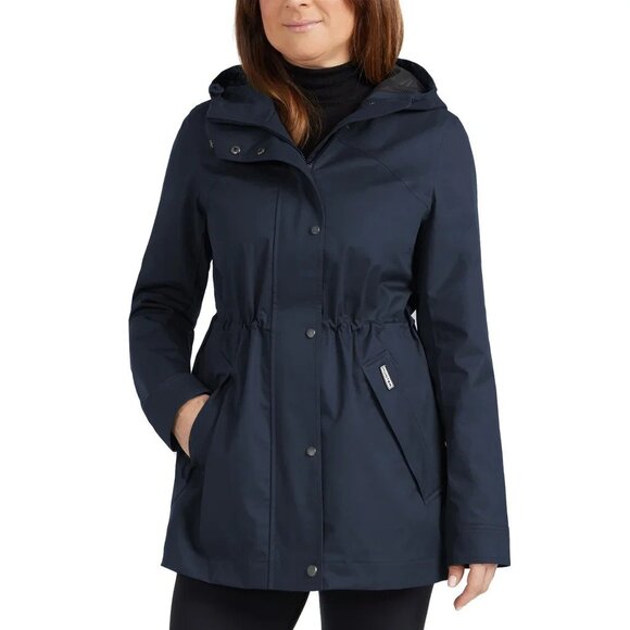 NEW Hunter Women's M Water Resistant Cotton Smock Rain Jacket Hooded Navy - Picture 1 of 13